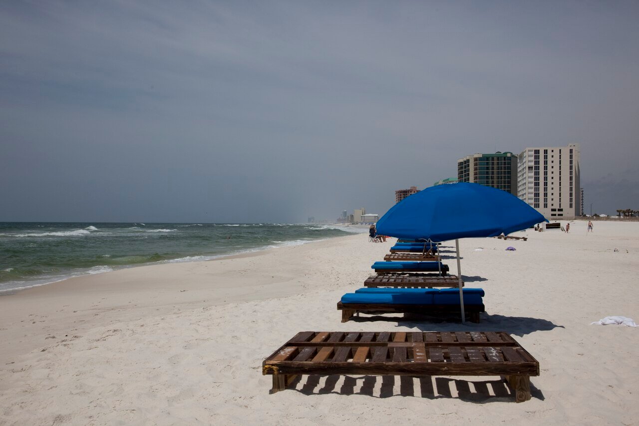White sand and Gulf water at Orange Beach, Alabama.