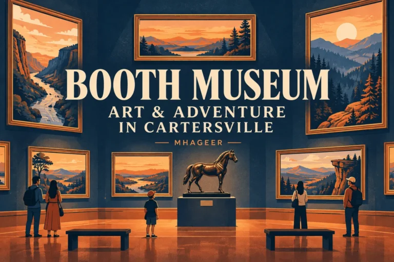 Booth Museum conceptual gallery illustration with Art and Adventure in Cartersville title