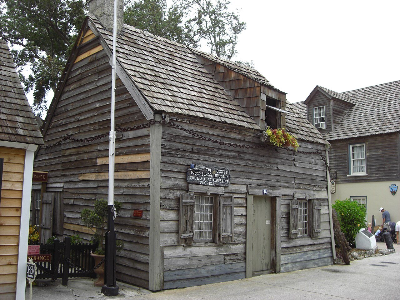 Wooden historic house in St. Augustine’s Town Plan Historic District, Florida.
